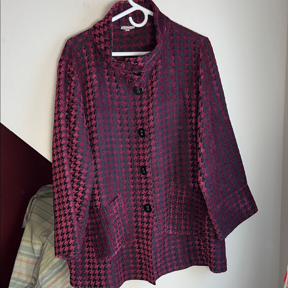 Habitat Women's Houndstooth Blazer - Red and Black L